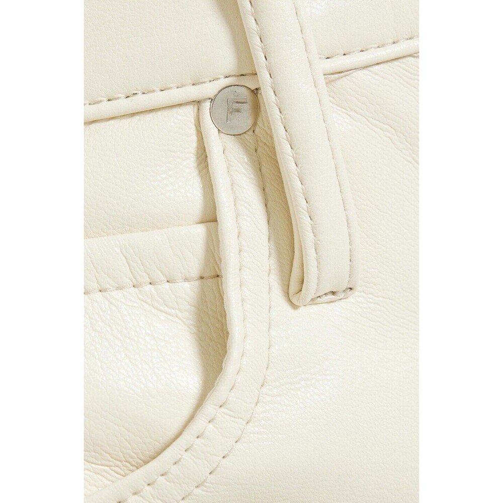 FRAME Womens Pants Size 32 Ivory Bone Faux Leather Straight Jean New - Picture 5 of 16